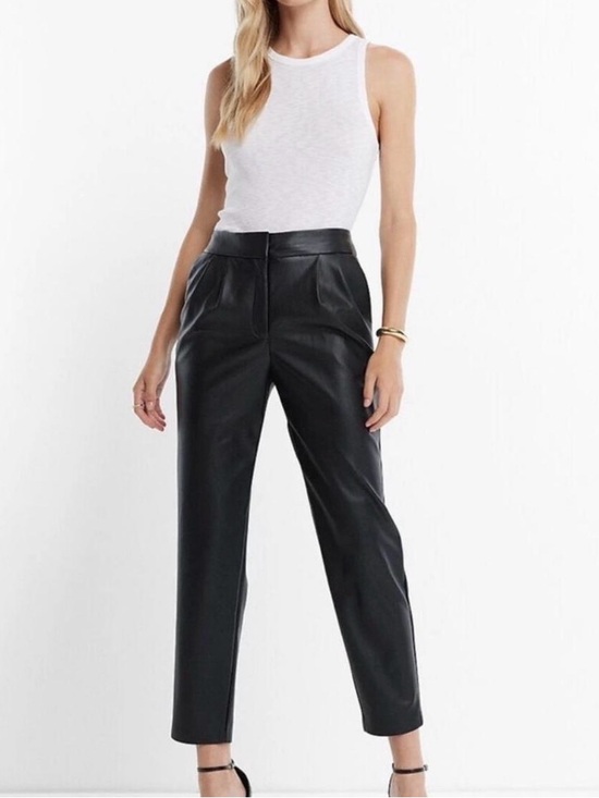 Express Pants - Express NWT Black Faux Leather Pleated Ankle Pants Ladies 4L